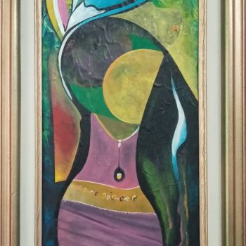 Painting titled "Fille d'Erzulie Dan…" by Ivann Deweare Lindor, Original Artwork, Acrylic Mounted on Wood Stretcher frame