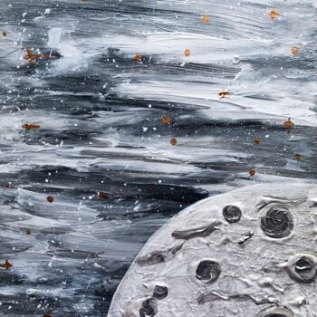 Painting titled "Moon’s cratersight" by Ivanna Mois, Original Artwork, Acrylic Mounted on Wood Stretcher frame