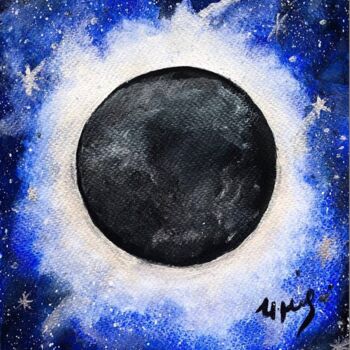 Peinture intitulée "Black full moon" par Ivanna Mois, Œuvre d'art originale, Aquarelle