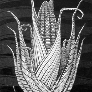 Disegno intitolato "The Corn" da Ivanna Shmeleva, Opera d'arte originale, Inchiostro