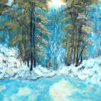 Painting titled "Blue Snow Dream" by Ticu, Original Artwork, Acrylic