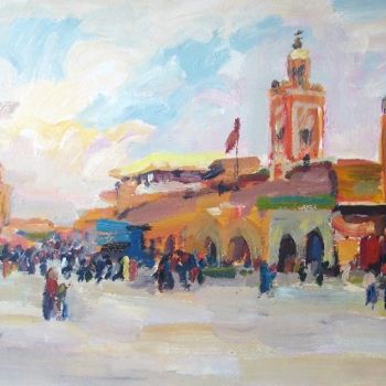 Painting titled "Place Jemaa el Fna" by Ivars Aizkalns, Original Artwork