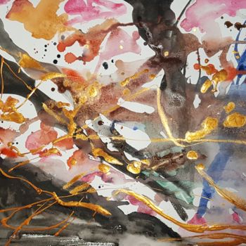 Malarstwo zatytułowany „Volcano smoke” autorstwa Ivelina Hrytsylo, Oryginalna praca, Akwarela