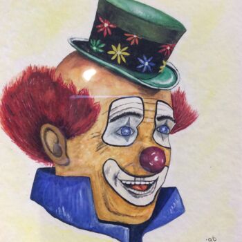 Painting titled "Clown" by Karl-Heinz Ivenz, Original Artwork, Watercolor