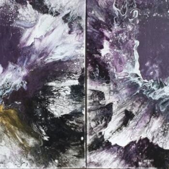 Pittura intitolato "2 Set Purple Fluid…" da Iveta Zaharova (Kārkla), Opera d'arte originale, Acrilico