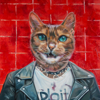 Painting titled "The punks are not d…" by Katya Ivleva, Original Artwork, Oil Mounted on Wood Stretcher frame