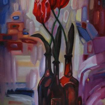 Картина под названием "tulip" - Ivan Maksymiuk, Подлинное произведение искусства, Масло
