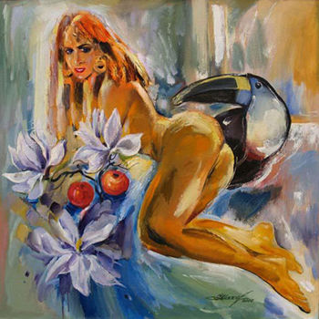 Painting titled ""The girl with magn…" by Ivan Maksymiuk, Original Artwork, Oil