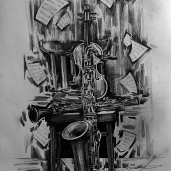 Рисунок под названием "Expression melody" - Ivan Maksymiuk, Подлинное произведение искусства, Карандаш