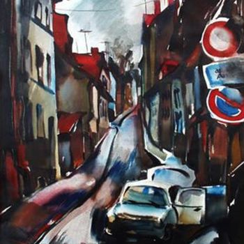 Картина под названием "street-of-wartburg" - Ivan Maksymiuk, Подлинное произведение искусства, Акварель