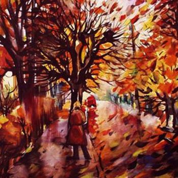 Картина под названием "Autumn etude" - Ivan Maksymiuk, Подлинное произведение искусства, Акварель