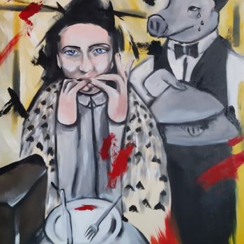 Schilderij getiteld "Le Carnage" door Ivo Marcelo, Origineel Kunstwerk, Olie