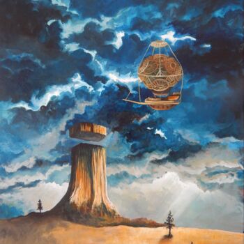 "Wieża i statek" başlıklı Tablo Iwona Szmist tarafından, Orijinal sanat, Petrol
