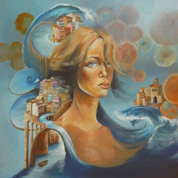 Malarstwo zatytułowany „Dziewczyna z miaste…” autorstwa Iwona Szmist, Oryginalna praca, Olej