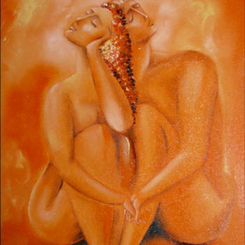 Pintura intitulada "MIŁOŚĆ - LOVE" por Iwona Wierkowska-Rogowska, Obras de arte originais, Óleo