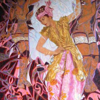 Painting titled "Danseuse de Birmanie" by Ixia, Original Artwork, Oil