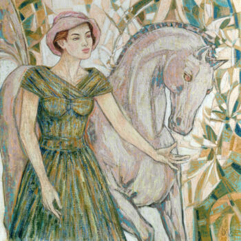 Картина под названием "Angélina" - Ixia, Подлинное произведение искусства, Масло Установлен на Деревянная рама для носилок