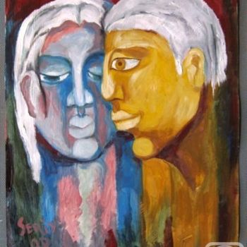 Painting titled "Two of Us" by Ixygon, Original Artwork, Oil