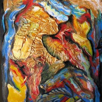 Pittura intitolato "Birth of Gold" da Ixygon, Opera d'arte originale, Olio