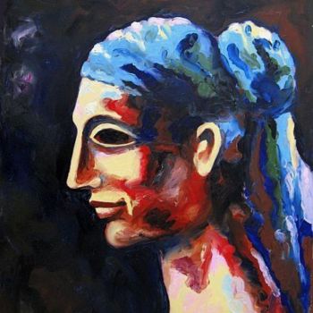 Painting titled "Greek Woman" by Ixygon, Original Artwork, Oil