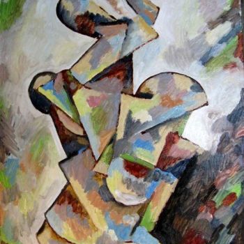 Картина под названием "Figure-2" - Ixygon, Подлинное произведение искусства, Масло