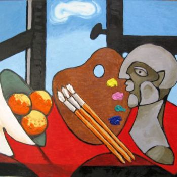 Painting titled "Still Life with pal…" by Ixygon, Original Artwork, Oil