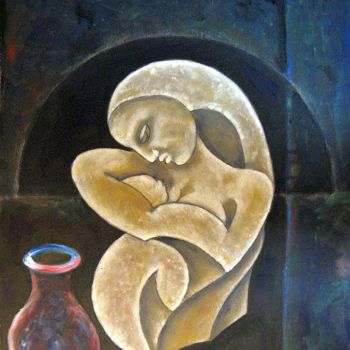 Schilderij getiteld "Mother" door Ixygon, Origineel Kunstwerk, Olie