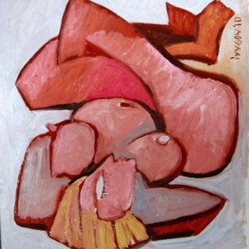 Painting titled "Rose Nude" by Ixygon, Original Artwork, Oil