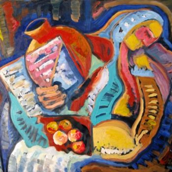 Painting titled "Woman with jug and…" by Ixygon, Original Artwork, Oil