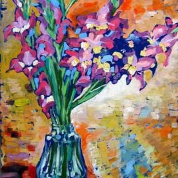 Painting titled "Gladiolus" by Ixygon, Original Artwork, Oil