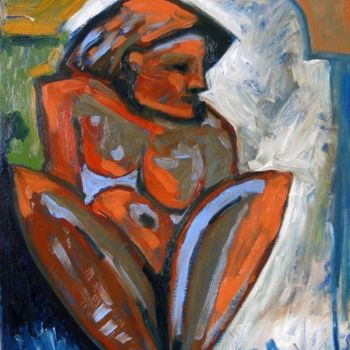 Painting titled "Sitting Woman" by Ixygon, Original Artwork, Oil