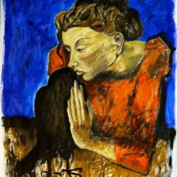 Pittura intitolato "Woman and Crow (aft…" da Ixygon, Opera d'arte originale, Olio