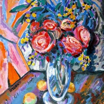 Painting titled "Bouquet" by Ixygon, Original Artwork, Oil