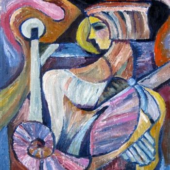 Peinture intitulée "Woman in Chair" par Ixygon, Œuvre d'art originale, Huile