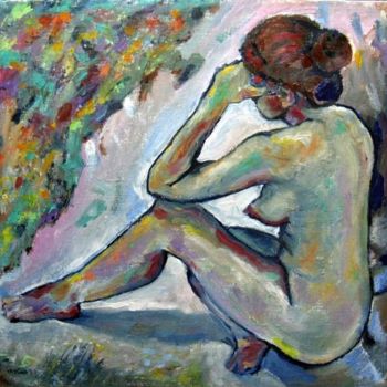 Painting titled "Nude" by Ixygon, Original Artwork, Oil
