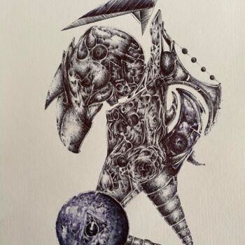 Drawing titled "COMPLEXITY" by Iyad Abbas, Original Artwork, Ballpoint pen