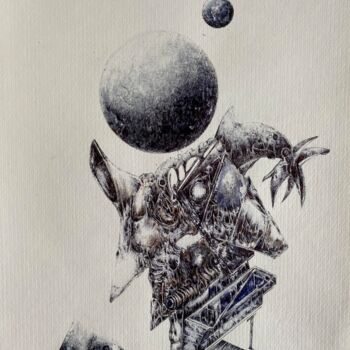 Рисунок под названием "Contradictions" - Iyad Abbas, Подлинное произведение искусства, Шариковая ручка