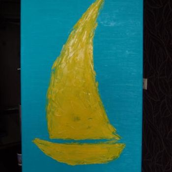 Pintura titulada "желтый парусник" por Iia Ivinskaia, Obra de arte original, Oleo