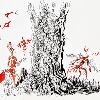 Zeichnungen mit dem Titel "Le temps du Rêve" von Iza, Original-Kunstwerk, Tinte