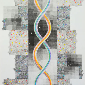 Dessin intitulée "Je crée, donc je su…" par Izabela Hren, Œuvre d'art originale, Crayon