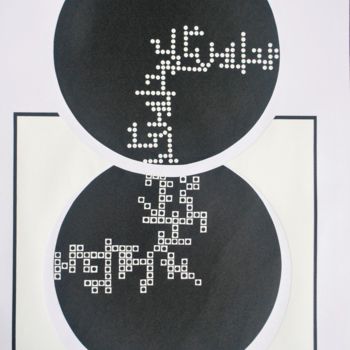 Collagen mit dem Titel "Coded message" von Iza, Original-Kunstwerk