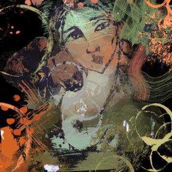 Arte digitale intitolato "Green & Orange" da Izabela Rostkowska, Opera d'arte originale, Pittura digitale