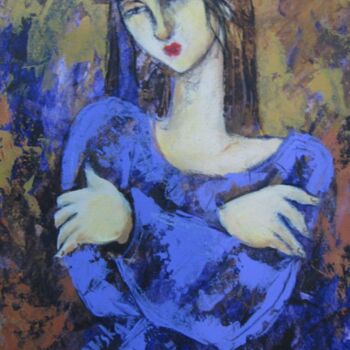 Peinture intitulée "WOMAN IN BLUE" par Izabela Rostkowska, Œuvre d'art originale