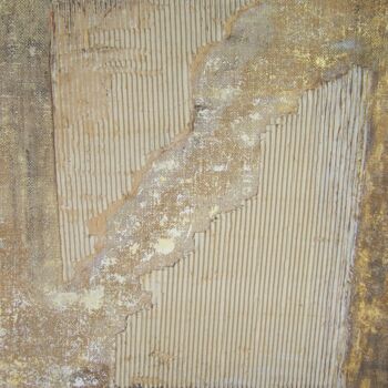 Malerei mit dem Titel "Fragment 1" von Guanès Etchegaray, Original-Kunstwerk, Collagen Auf Holzplatte montiert