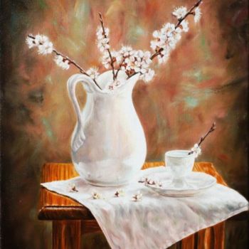 Painting titled "The afternoon tea(o…" by Iryna Zayarny, Original Artwork, Oil