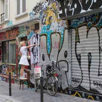 Peinture intitulée "Rue desnoyers Paris" par Iza Zaro, Œuvre d'art originale