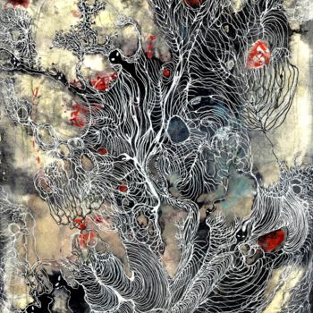 Malerei mit dem Titel "ORAGEUSES TISSEUSES" von Izabella Ortiz, Original-Kunstwerk, Tinte