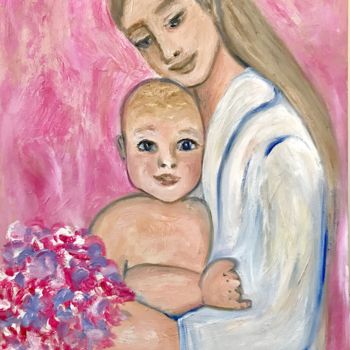 Картина под названием "Розовое счастье" - Светлана Изварина, Подлинное произведение искусства, Масло