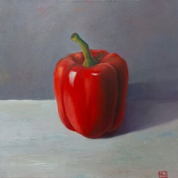 Schilderij getiteld "Red pepper still li…" door Iuliia Muraveinikova, Origineel Kunstwerk, Olie Gemonteerd op Frame voor hou…