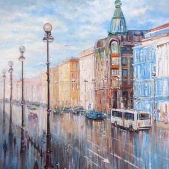 Pintura intitulada "Oil painting citysc…" por Iuliia Muraveinikova, Obras de arte originais, Óleo Montado em Armação em made…
